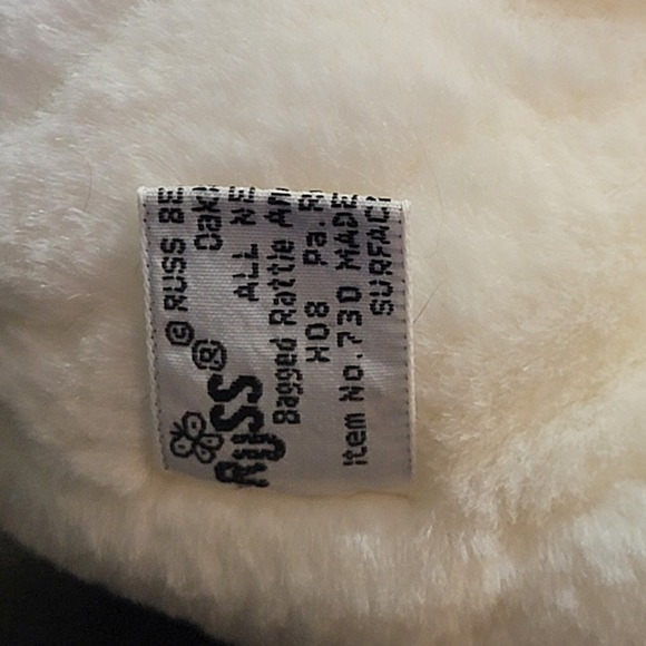 Vintage 80s Russ Berrie White Plush Teddy Bear Baby Rattle 6.5" Rare - Picture 8 of 9